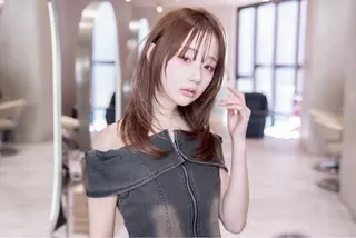 セミロング カラー パーマ 天神/韓国レイヤー/ 白水 雅人のヘアスタイル