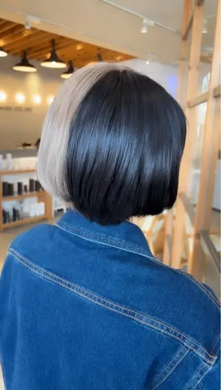 ミディアム カラー パーマ ヘアアレンジ ハイトーンカラー🤍 山下 優華のヘアスタイル