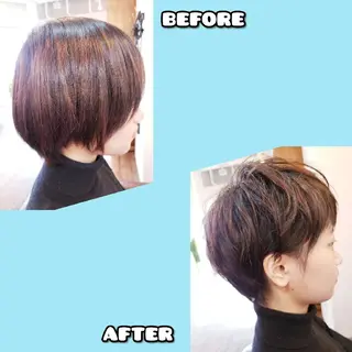 パーマ ショート 饒平名 知也のヘアスタイル
