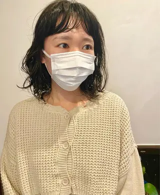 ミディアム パーマ 田口 武英のヘアスタイル