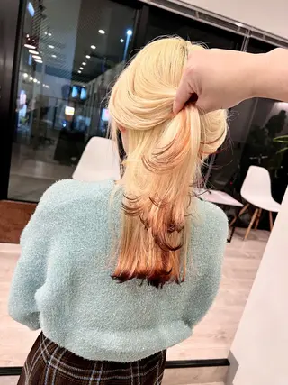 セミロング ブリーチ毛に縮毛矯正 ✨カラー✨山田 正幸のヘアスタイル