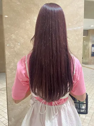 ロング ルナ|縮毛矯正 ×デザインカラー🥝のヘアスタイル