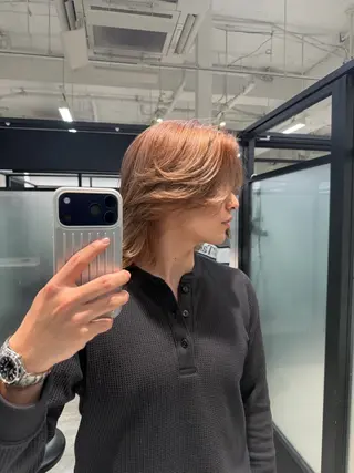 セミロング カラー メンズ 💈原宿指名No.1 センターパート💈のヘアスタイル