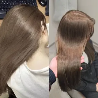 セミロング カラー 縮毛矯正をしている人 のためのカラーのヘアスタイル