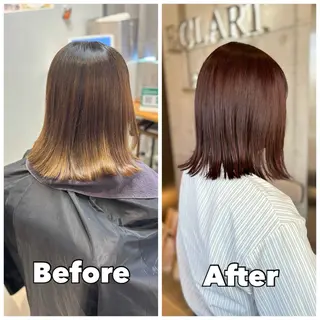 ミディアム カラー 【完全個室】髪質改善 暖色カラー/山崎唯奈のヘアスタイル