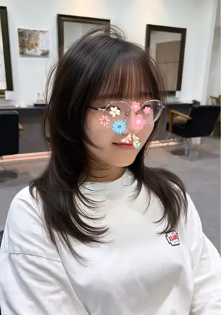 セミロング カラー 宮本 幸樹のヘアスタイル