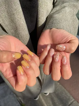 ネイル はばすみれ🎀ﾈｲﾙ 光ﾌｪｲｼｬﾙ ﾍｱのネイルデザイン