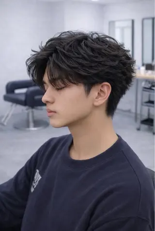 ショート パーマ ヘアアレンジ メンズ 🔥ニュアンス フェザー小林海斗🔥のヘアスタイル