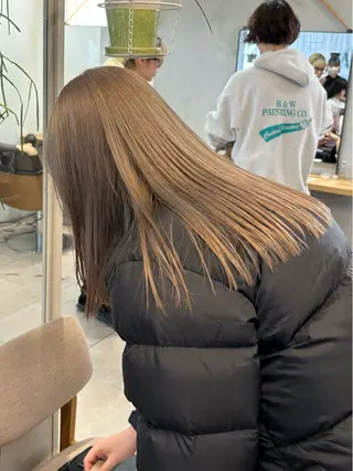 ミディアム カラー オリーブ/縮毛♡ Natsuno🩰のヘアスタイル