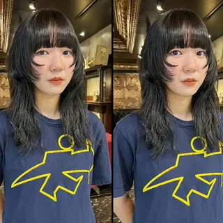 ミディアム カラー haco＋所属・圧倒的デザイン力 店長🎨RENAのヘアスタイル