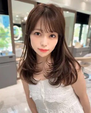 ミディアム カラー 木屋元一/透明感 /前髪/ショートボブのヘアスタイル