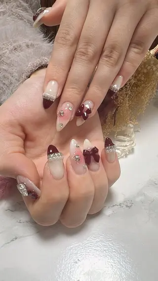 ネイル はな💎ネイル ワンホン、長さ出しのネイルデザイン