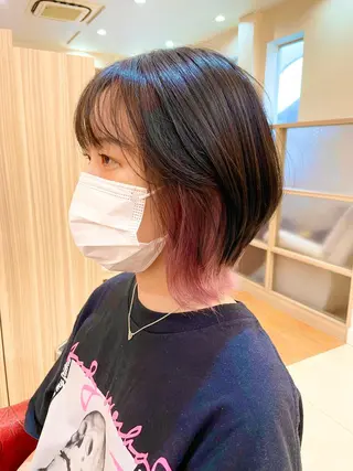ミディアム カラー フェザー/波巻き 雫石大夢のヘアスタイル