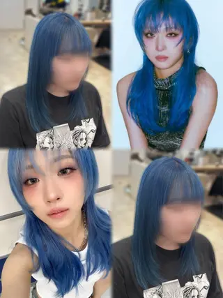 セミロング カラー 推し活/韓国/ブリー チカラーminamiのヘアスタイル