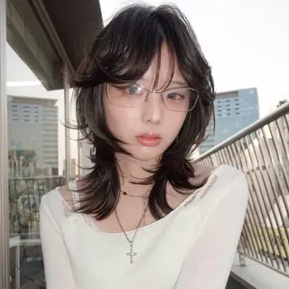 ミディアム カラー レイヤーカット ボブ 渋谷のヘアスタイル