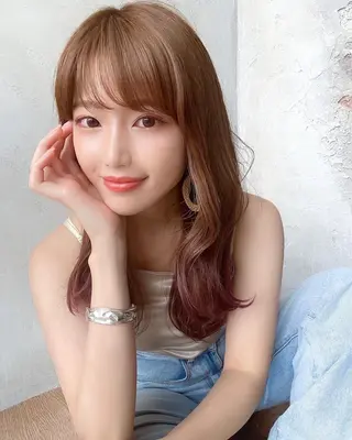 セミロング カラー 顔周り/くびれヘア 韓国ヘア💕風間るなのヘアスタイル