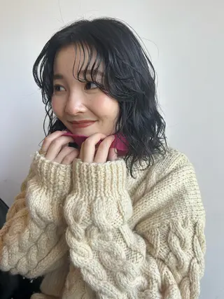 ミディアム カラー パーマ maho/垢抜け カラーパーマメイクのヘアスタイル