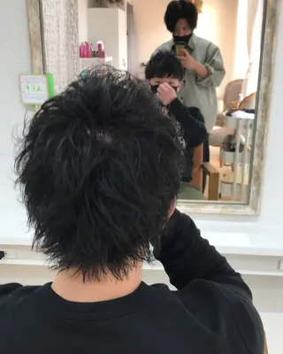 ショート パーマ メンズ ニュアンスパーマ/ レイヤー/茶屋町のヘアスタイル