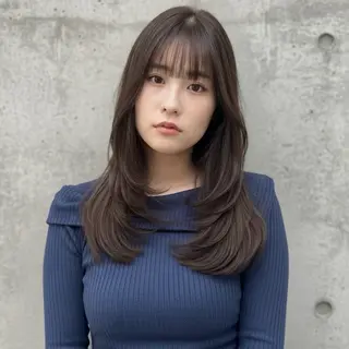 セミロング ハッシュカット 田窪珠妃のヘアスタイル
