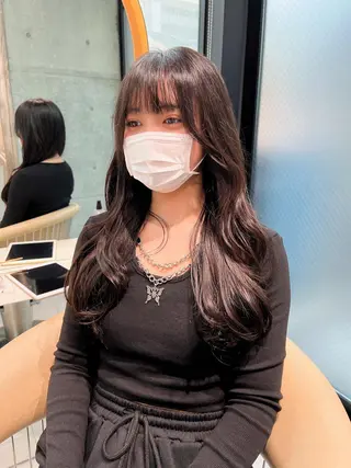 ロング カラー パーマ 福岡縮毛矯正✨️ ストレート 向井和輝のヘアスタイル