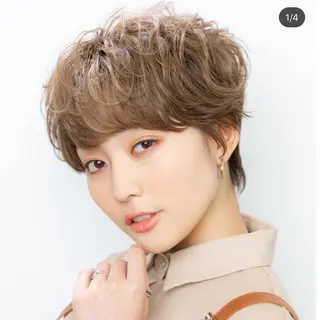 ショート カラー パーマ 北川大輔🌟 小顔レイヤーカットのヘアスタイル