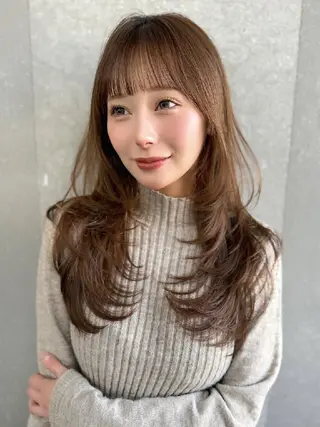 カラー ロング 髪質改善/韓国ヘア /透明感カラー🧸のヘアスタイル