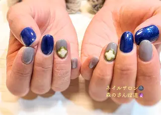 ネイル ショートネイル 森のさんぽ道のネイルデザイン
