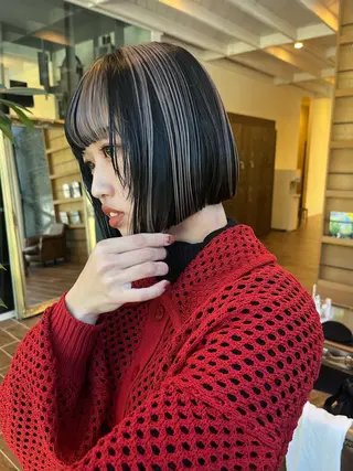 ミディアム カラー 酸性ストレート/ 暖色カラー/ココネのヘアスタイル
