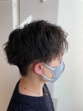 パーマ メンズ 韓国風ハッシュカット 似合わせレイヤー池袋のヘアスタイル