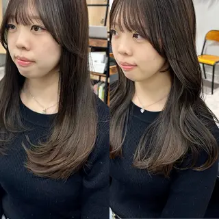 セミロング カラー パーマ ヘアアレンジ メンズ キッズ 骨格レイヤーカット 🌿美髪縮毛矯正のヘアスタイル