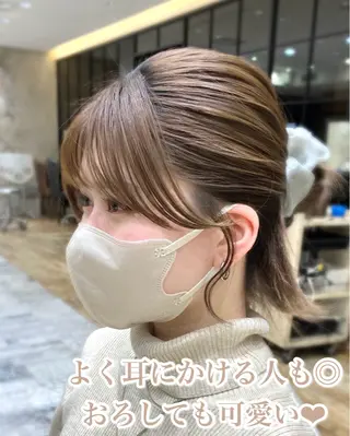 ミディアム カラー 顔まわりカット🌟 くびれヘア/寺門遥輝のヘアスタイル