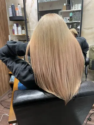 セミロング カラー Lull1人美容室 バレイヤージュのヘアスタイル