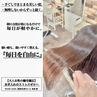 ロング カラー パーマ 大人女性の縮毛矯正/ 艶髪職人/馬渕樹のヘアスタイル