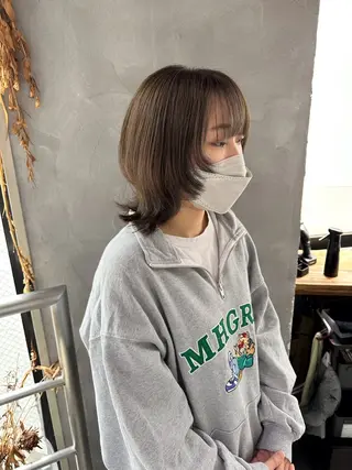 ミディアム カラー ウルフ レイヤー パーマ🪐MANAのヘアスタイル