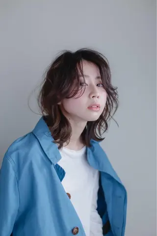 ミディアム カラー パーマ ヘアアレンジ エイジングケア/大人 デザイン/FRAMEのヘアスタイル