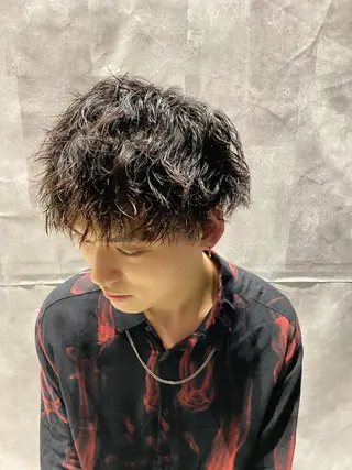 ショート パーマ メンズ 【𝐀𝐬𝐡大森】 石崎竜祐のヘアスタイル