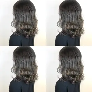 ミディアム カラー 韓国レイヤーカット/ ダブルカラーのヘアスタイル