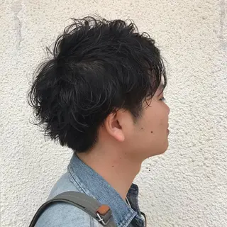 ショート カラー パーマ メンズ ニュアンスパーマ/ レイヤー/茶屋町のヘアスタイル
