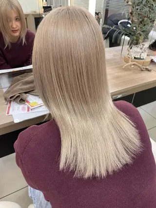 セミロング パーマ 垢抜け小顔レイヤー オリーブ/スミレのヘアスタイル