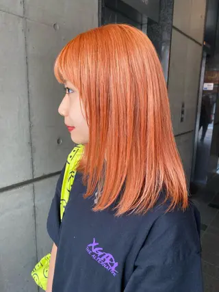 ミディアム カラー パーマ ヘアアレンジ メンズ キッズ ネイル mana 暖色カラーカットのヘアスタイル