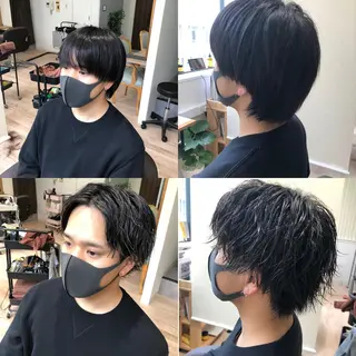 ショート カラー パーマ メンズ 関西センターパート メンズモデル募集のヘアスタイル