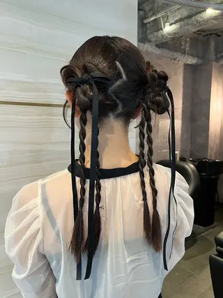 ロング ヘアアレンジ 🤍あみ🤍暗髪オリ ーブ特化🌿髪質改善のヘアスタイル