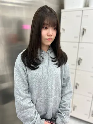セミロング カラー 💖似合わせカラー レイヤー💖縮毛矯正のヘアスタイル