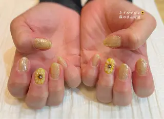 ネイル ショートネイル 森のさんぽ道のネイルデザイン
