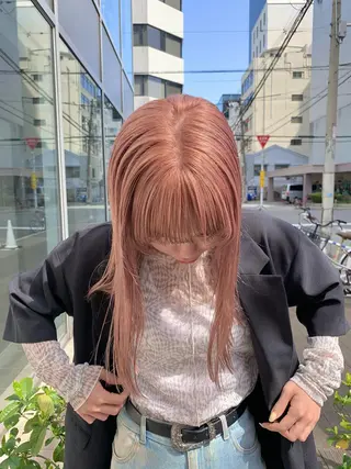 セミロング カラー 桃果 momokaのヘアスタイル
