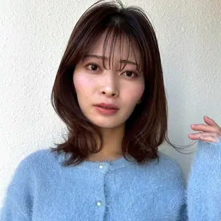 ミディアム レイヤーカット／韓国 🤎きのした いちかのヘアスタイル