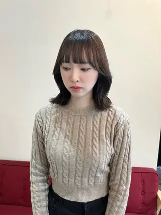 ミディアム カラー ヘアアレンジ 似合わせ顔まわり カット💛森尾真由美のヘアスタイル