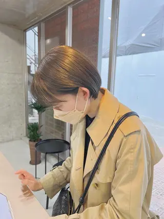 ショート カラー ボブパーマコテ巻き風 パーマNo1深江秀平のヘアスタイル