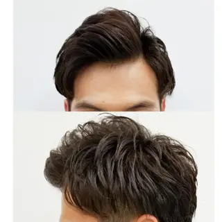 メンズ パーマ ブリーチ、デザイン  カラー福士直矢のヘアスタイル