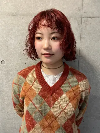 ショート カラー パーマ 無料カット/ 癖毛風パーマ/凜のヘアスタイル